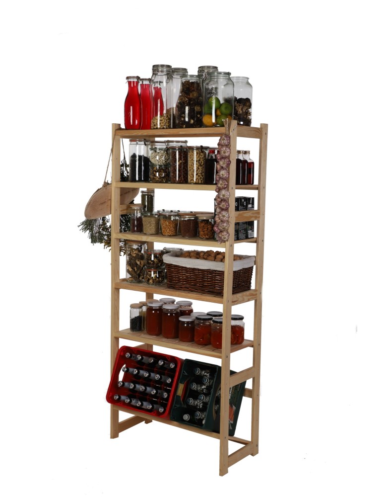 Regały - Regał drewniany do spiżarni LSR P500S1 Naturalny - produkt b2b.wamar.biz 5