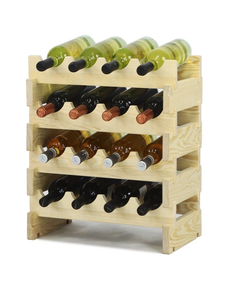 Regały - Regał na wino drewniany modułowy RW10 04x04 Naturalny - product b2b.wamar.biz 2