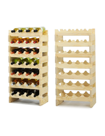 Regał na wino drewniany modułowy RW10 04x07 Naturalny