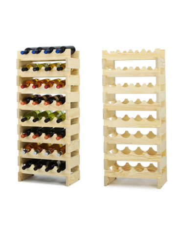 Regał na wino drewniany modułowy RW10 04x08 Naturalny