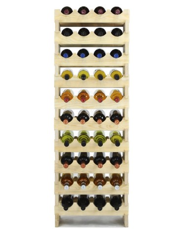 Regały - Regał na wino drewniany modułowy RW10 04x10 Naturalny - product 3