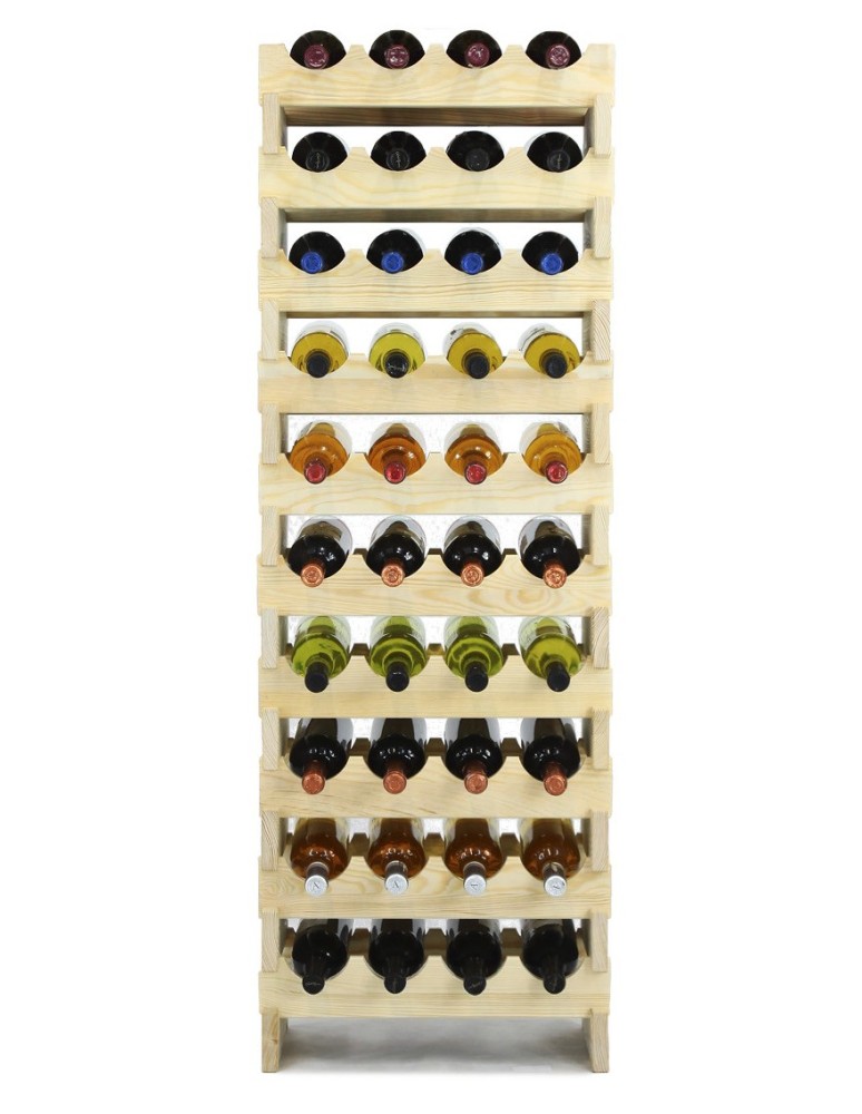 Regały - Regał na wino drewniany modułowy RW10 04x10 Naturalny - product b2b.wamar.biz 3