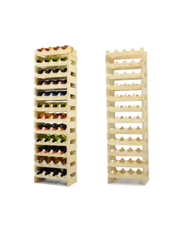 Regał na wino drewniany modułowy RW10 04x12 Naturalny