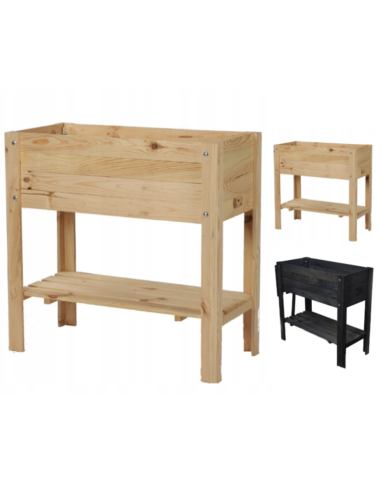 Grządki i Warzywniaki - Drewniany ziołownik z półką Z12 / 80x37 cm / Naturalny - product b2b.wamar.biz 1