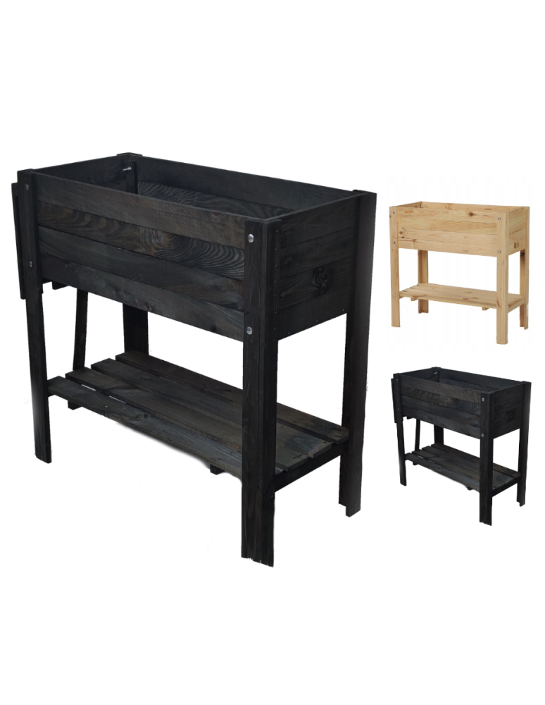 Grządki i Warzywniaki - Drewniany ziołownik z półką Z12 / 80x37 cm / Czarny - product b2b.wamar.biz 1