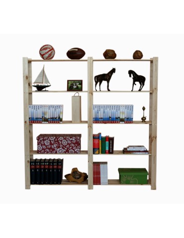 Regały - Regał na książki drewniany B02R 170x170x28 5 półek Naturalny - produkt 5