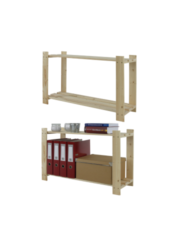 Regał na książki drewniany B06R 50x80x28 2 półki Naturalny