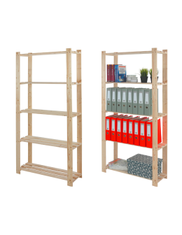 Regał na książki drewniany B18R 170x80x28 5 półek Naturalny