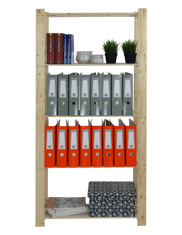 Regały - Regał na książki drewniany B18R 170x80x28 5 półek Naturalny - product b2b.wamar.biz 10