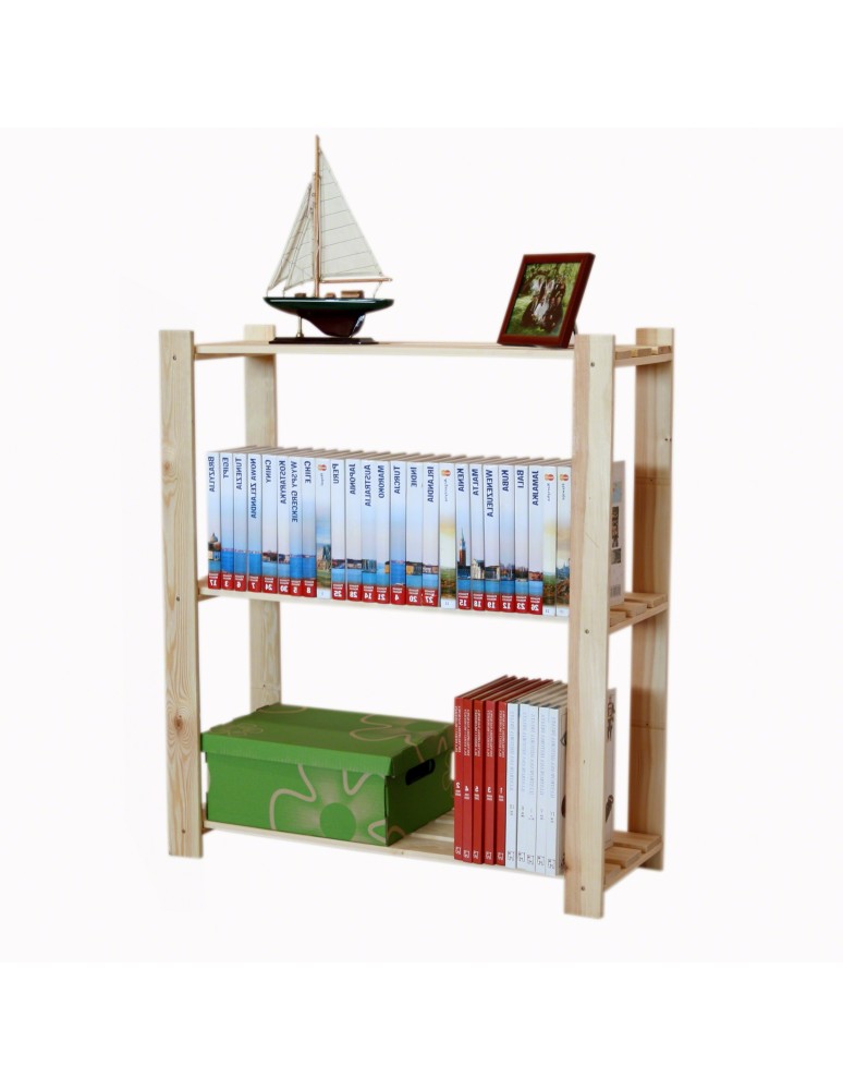 Regały - Regał na książki drewniany B26R 90x80x28 3 półki Naturalny - produkt b2b.wamar.biz 2