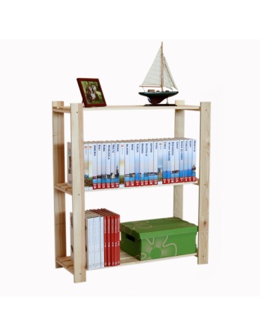 Regały - Regał na książki drewniany B26R 90x80x28 3 półki Naturalny - produkt 6