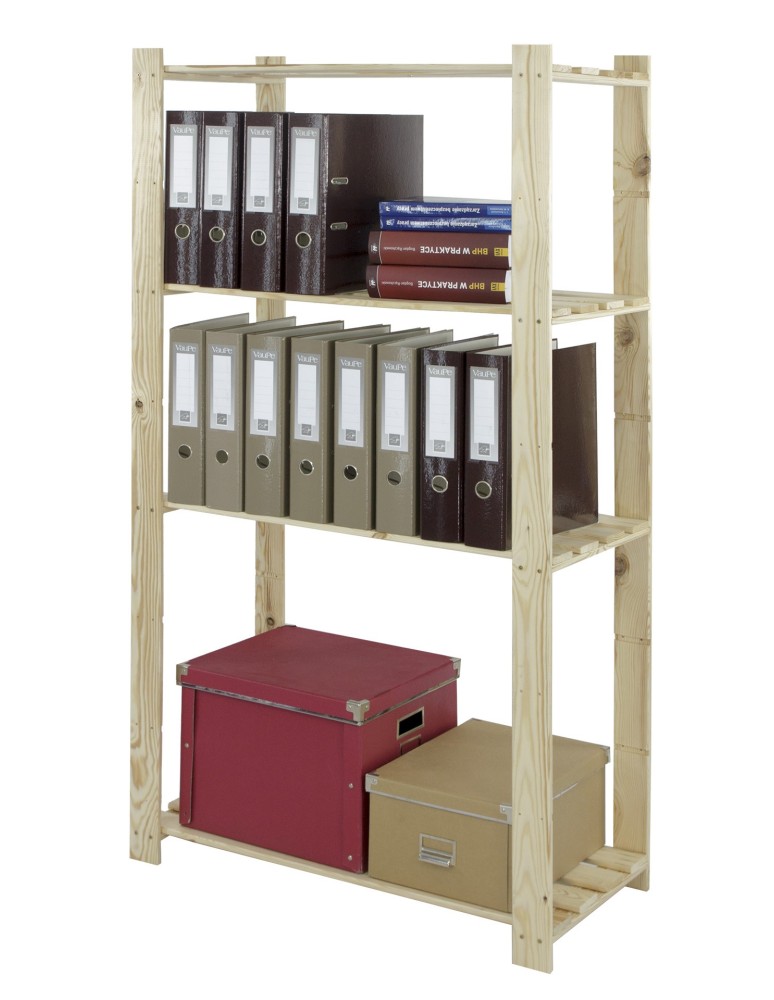 Regały - Regał na książki drewniany B23R 150x80x38 4 półki Naturalny - product b2b.wamar.biz 2