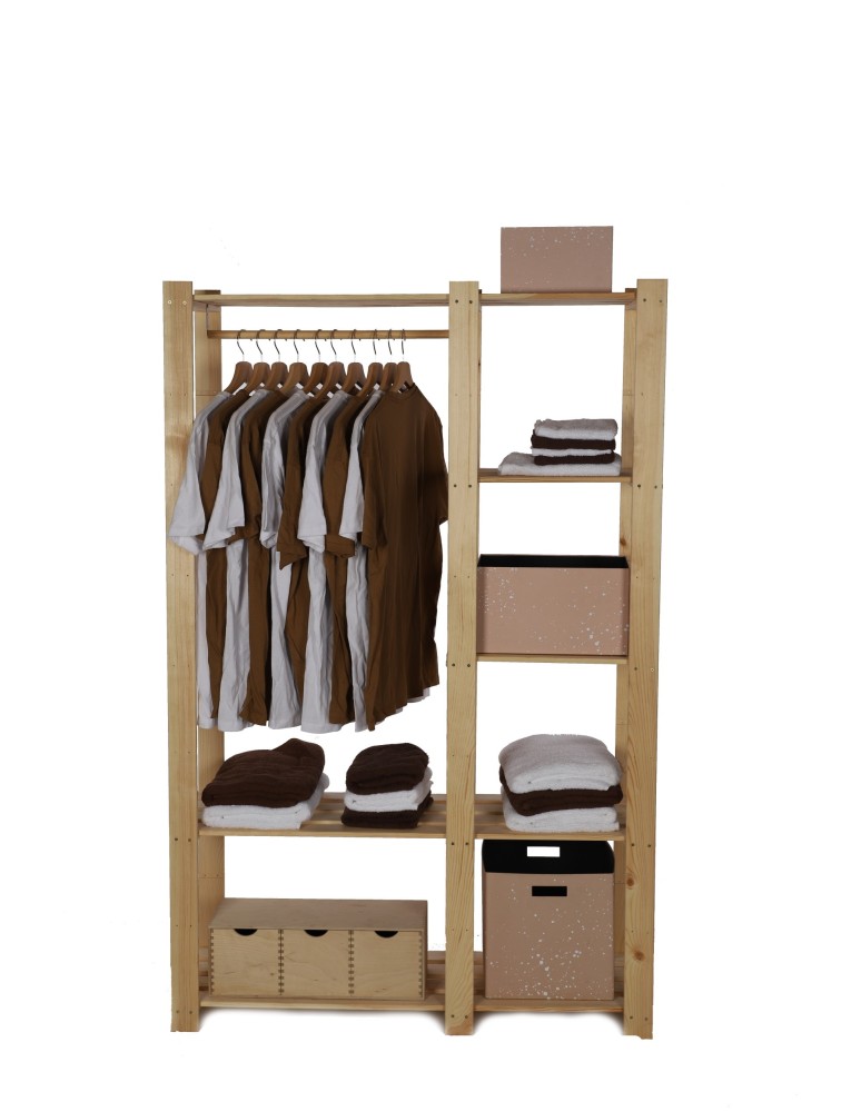 Regały - Regał garderoba na ubrania B25R 170x110x38 5 półek Naturalny - product b2b.wamar.biz 4