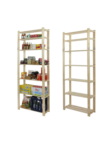 Regał na książki drewniany B28R 220x80x28 7 półek Naturalny