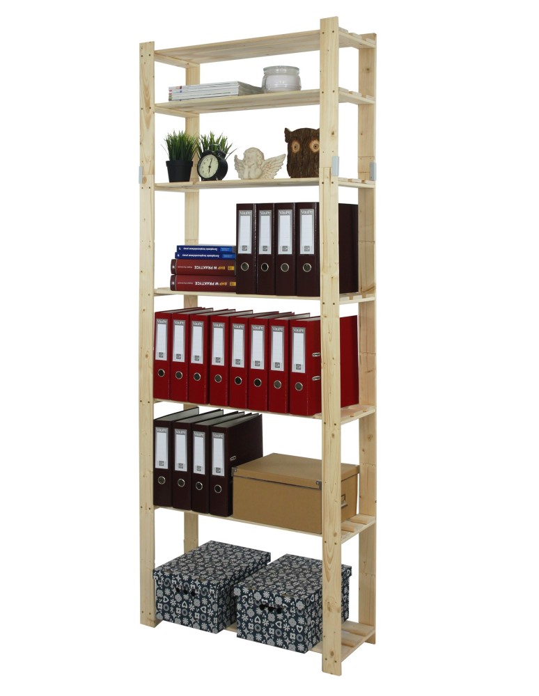 Regały - Regał na książki drewniany B28R 220x80x28 7 półek Naturalny - product b2b.wamar.biz 2