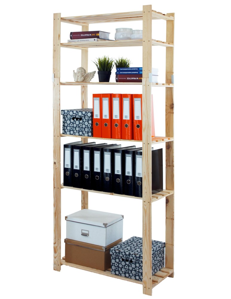 Regały - Regał na książki drewniany B29R 200x80x38 6 półek Naturalny - product b2b.wamar.biz 3