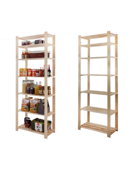 Regał na książki drewniany B30R 220x80x38 7 półek Naturalny