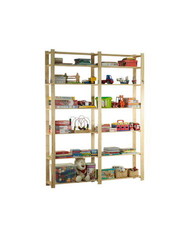 Regał na książki drewniany B32R 220x170x38 7 półek Naturalny