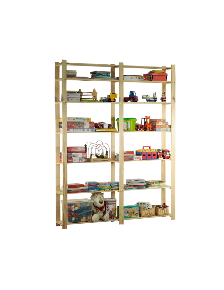 Regały - Regał na książki drewniany B32R 220x170x38 7 półek Naturalny - product b2b.wamar.biz 1