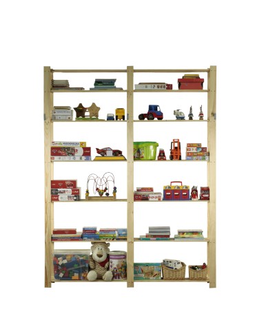 Regały - Regał na książki drewniany B32R 220x170x38 7 półek Naturalny - produkt 3