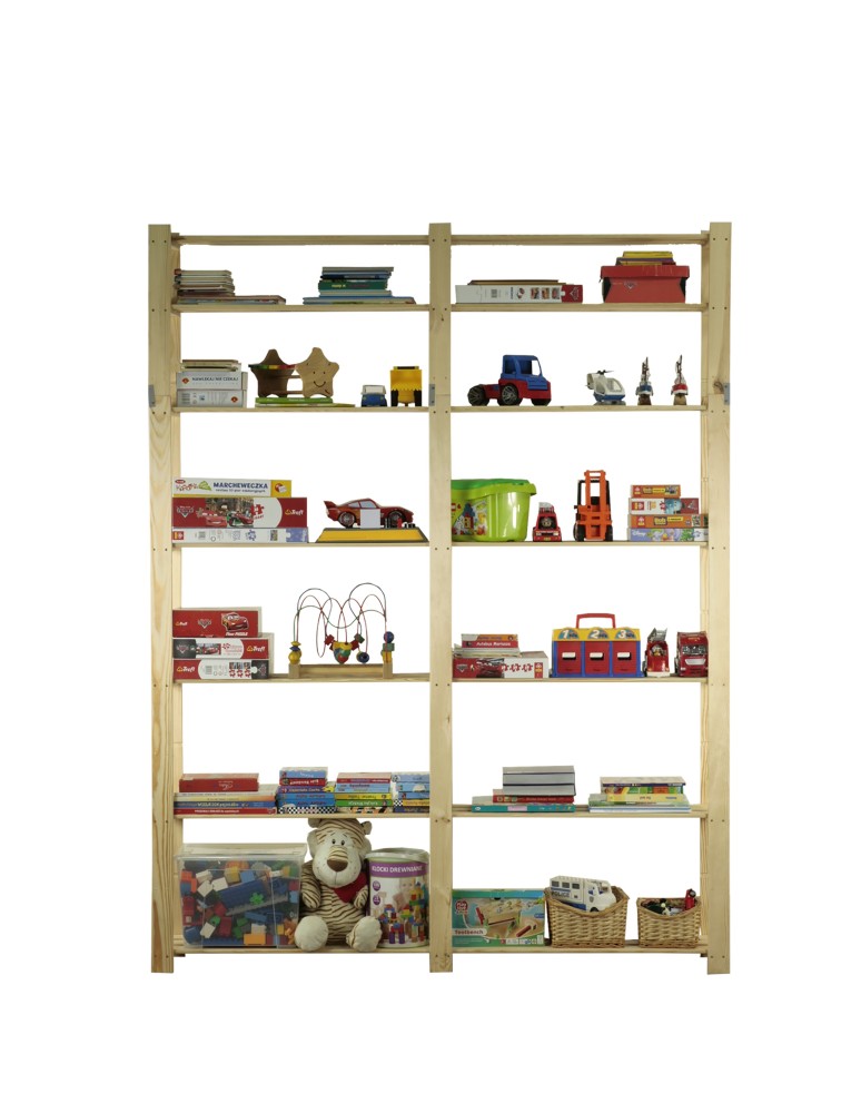 Regały - Regał na książki drewniany B32R 220x170x38 7 półek Naturalny - produkt b2b.wamar.biz 3