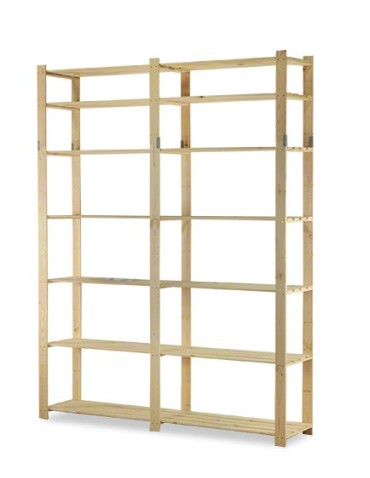 Regały - Regał na książki drewniany B32R 220x170x38 7 półek Naturalny - produkt 4