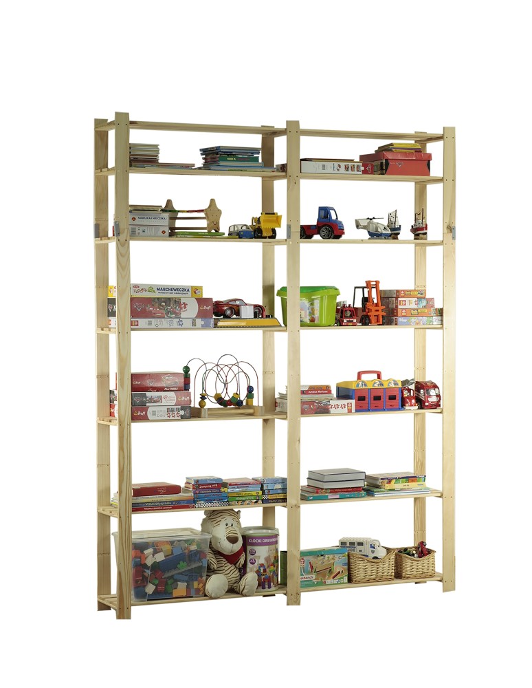 Regały - Regał na książki drewniany B32R 220x170x38 7 półek Naturalny - produkt b2b.wamar.biz 6