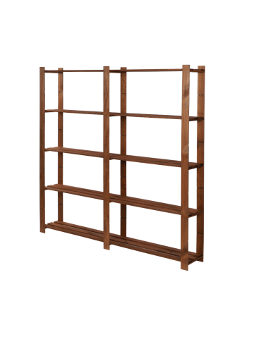 Regał na książki drewniany B02R 170x170x28 5 półek Brązowy