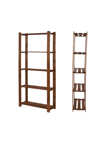 Regał na książki drewniany B18R 170x80x28 5 półek Brązowy