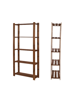 Regał na książki drewniany B18R 170x80x28 5 półek Brązowy