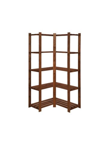 Narożny Regał na Książki 170x85x85 cm 5 półek/ Brązowy – B20R