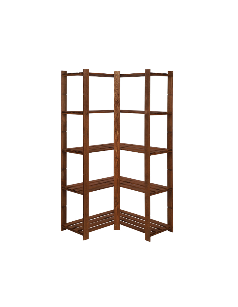 Regały - Narożny Regał na Książki 170x85x85 cm 5 półek/ Brązowy – B20R - product b2b.wamar.biz 1