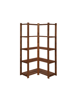 Narożny Regał na Książki 170x85x85 cm 5 półek/ Brązowy – B20R