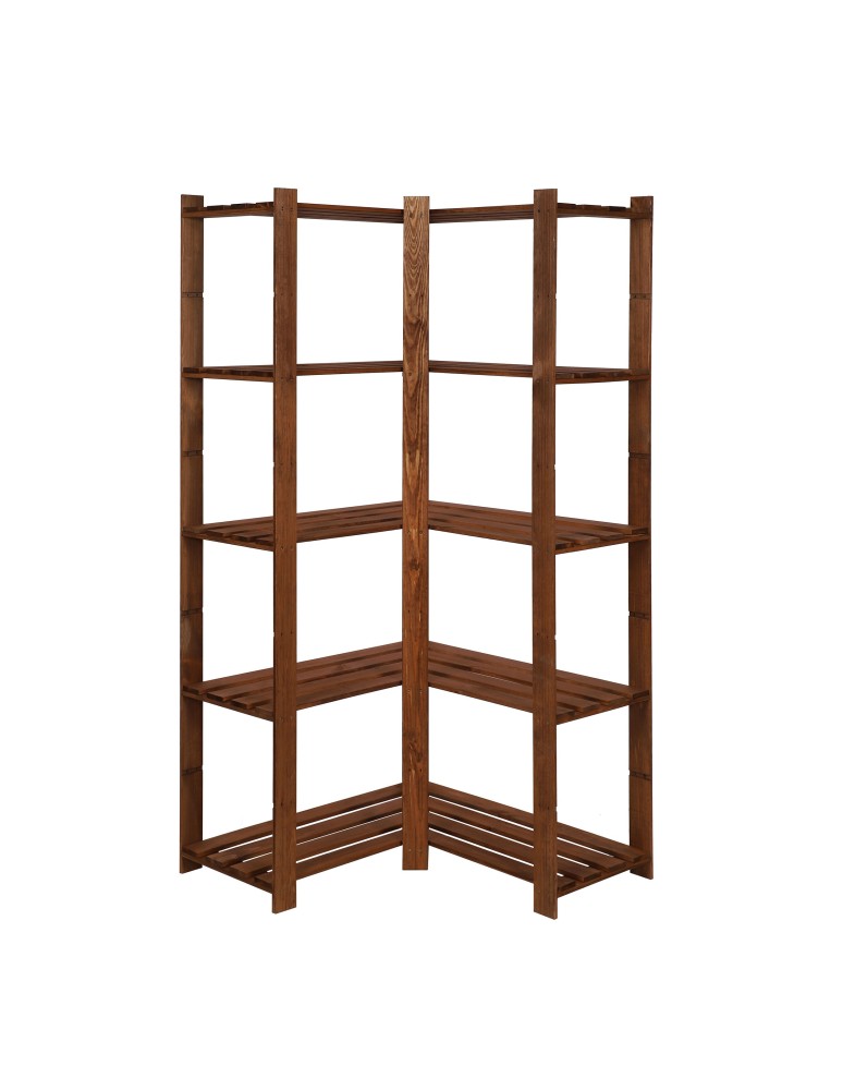 Regały - Narożny Regał na Książki 170x85x85 cm 5 półek/ Brązowy – B20R - product b2b.wamar.biz 2