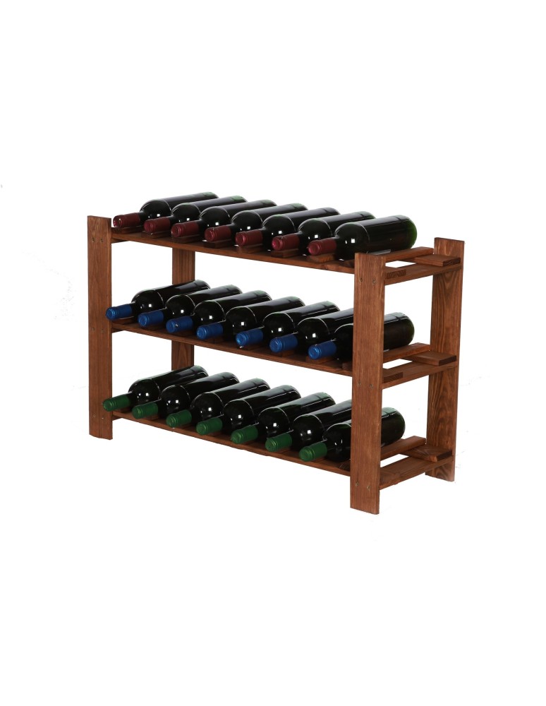 Regały - Regał na butelki drewniany B22R 50x80x28 3 półki Brązowy - product b2b.wamar.biz 2