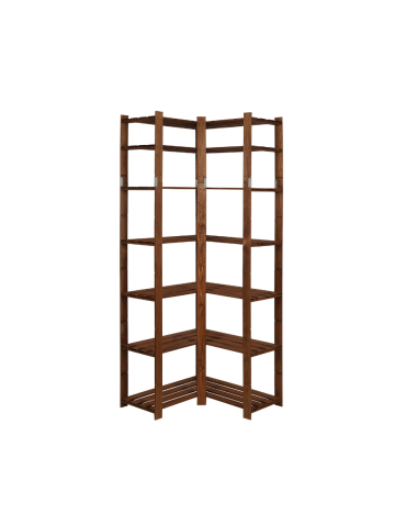 Regał na książki narożny B33R 220x85x38 7 półek Brązowy