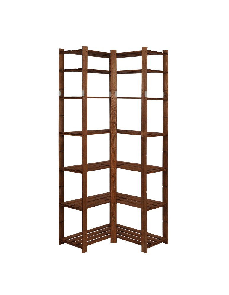 Regały - Regał na książki narożny B33R 220x85x38 7 półek Brązowy - product b2b.wamar.biz 2