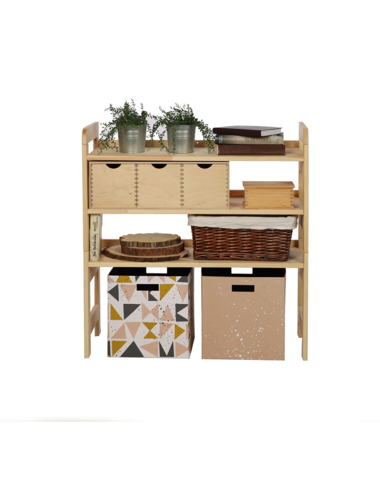 Regały - Regał Modułowy Prosty 82,4x80x34,4 cm 3 Półki BERDO Surowy - produkt b2b.wamar.biz 2