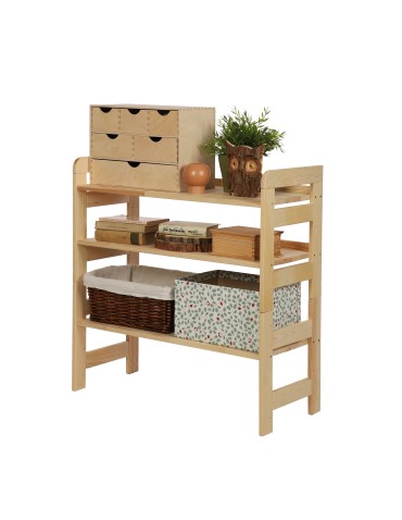 Regały - Regał Modułowy Prosty 82,4x80x34,4 cm 3 Półki BERDO Surowy - produkt 3