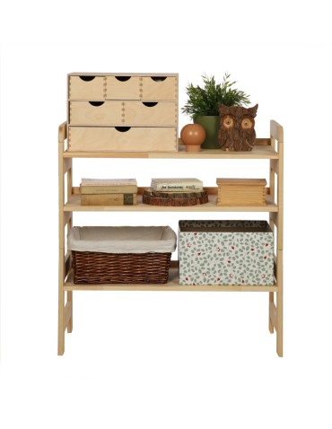 Regały - Regał Modułowy Prosty 82,4x80x34,4 cm 3 Półki BERDO Surowy - produkt 7