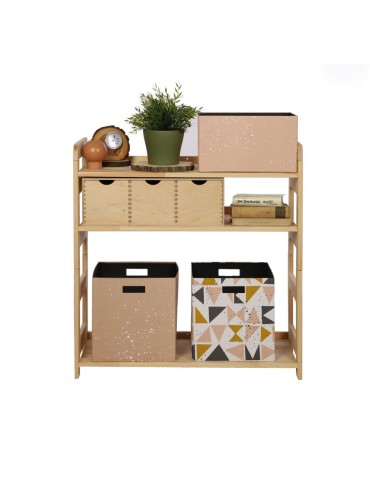 Regały - Regał Modułowy Prosty 82,4x80x34,4 cm 3 Półki BERDO Surowy - produkt 8