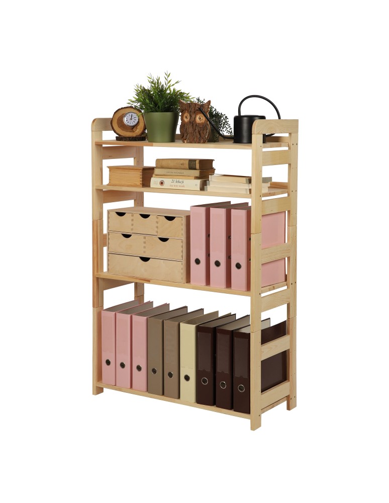 Regały - Regał Modułowy Prosty 120,8x80x34,4 cm 4 Półki BERDO Surowy - product b2b.wamar.biz 3