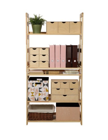 Regały - Regał Modułowy Prosty 159,2x80x34,4 cm 5 Półek BERDO Surowy - product 3