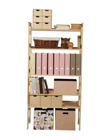 Regały - Regał Modułowy Prosty 159,2x80x34,4 cm 5 Półek BERDO Surowy - product 7