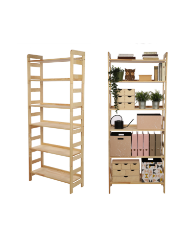 Regał Modułowy Prosty 197,6x80x34,4 cm 6 Półek BERDO Surowy