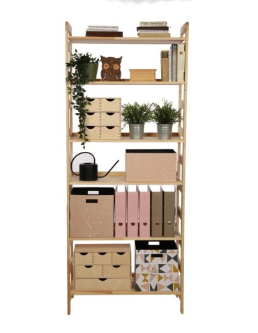 Regały - Regał Modułowy Prosty 197,6x80x34,4 cm 6 Półek BERDO Surowy - product 6