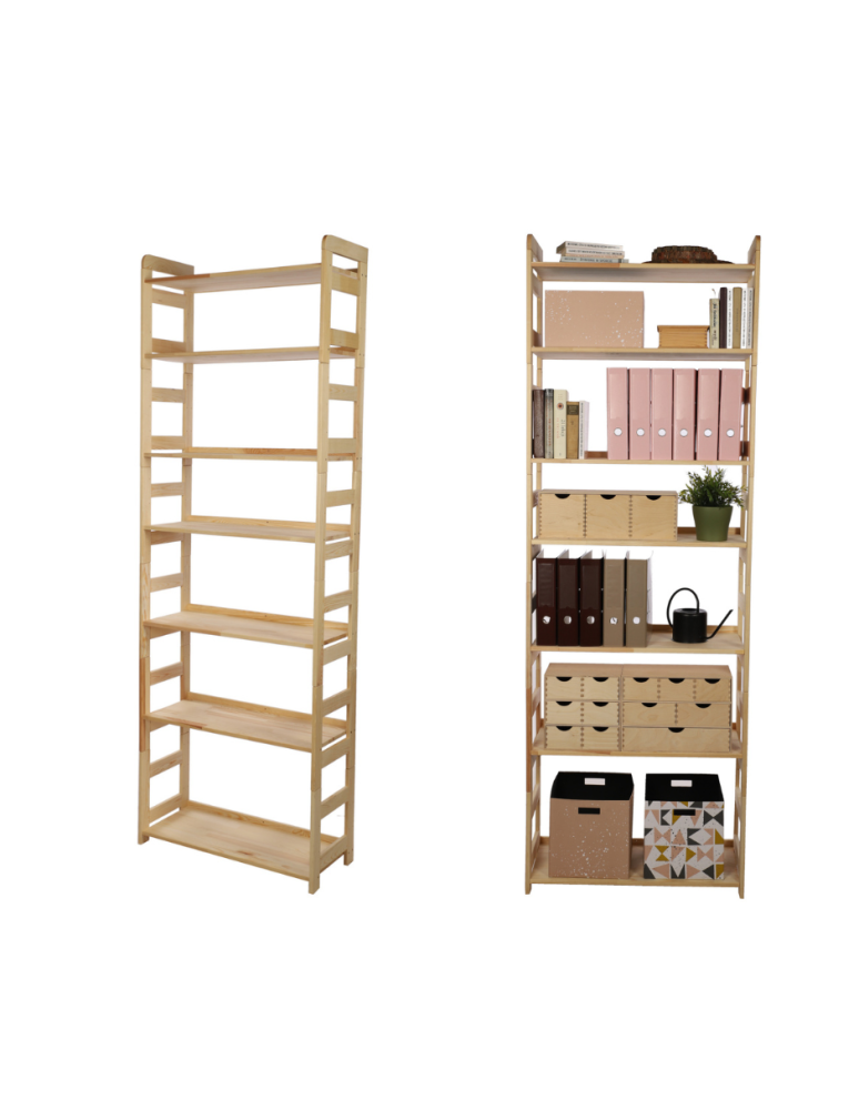 Regały - Regał Modułowy Prosty 236x80x34,4 cm 7 Półek BERDO Surowy - product b2b.wamar.biz 1