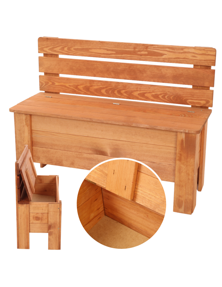 Stoły i ławki - Ławka drewniana ze skrzynią B12L 54x71x29 Olcha - product b2b.wamar.biz 1