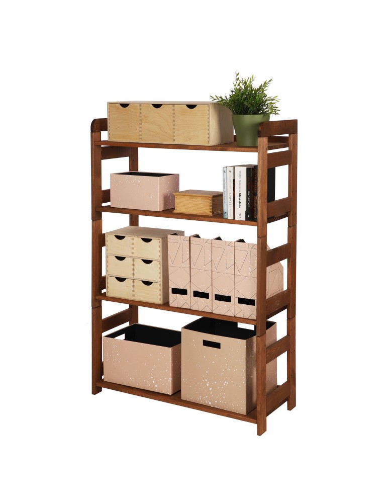 Regały - Regał Modułowy Prosty 120,8x80x34,4 cm 4 Półki BERDO Brązowy - product b2b.wamar.biz 5