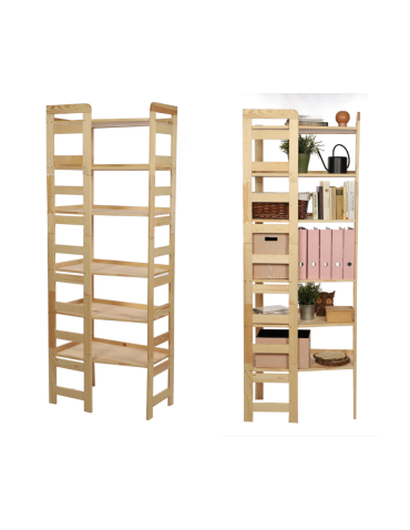 Regał Modułowy Wewnętrzny 197,6x72x44,8cm 6 Półek BERDO Surowy